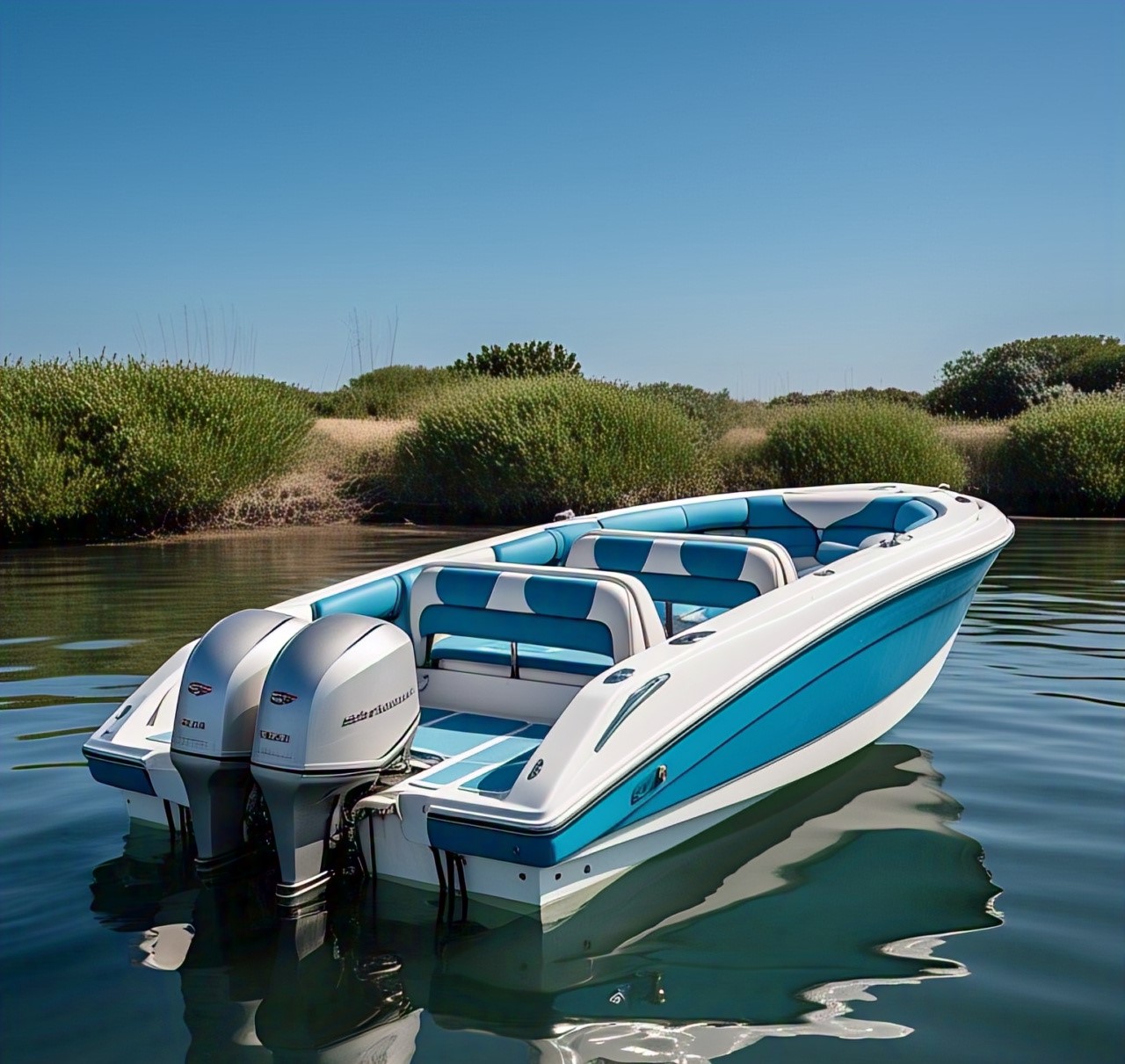 Petrol fiberglass reinforced plastic boat, 6-seater FRP motor boat, Blue Shark model boat, high-performance marine vessel, fuel-efficient fiberglass boat, durable fishing and leisure boat, ocean and river motorboat